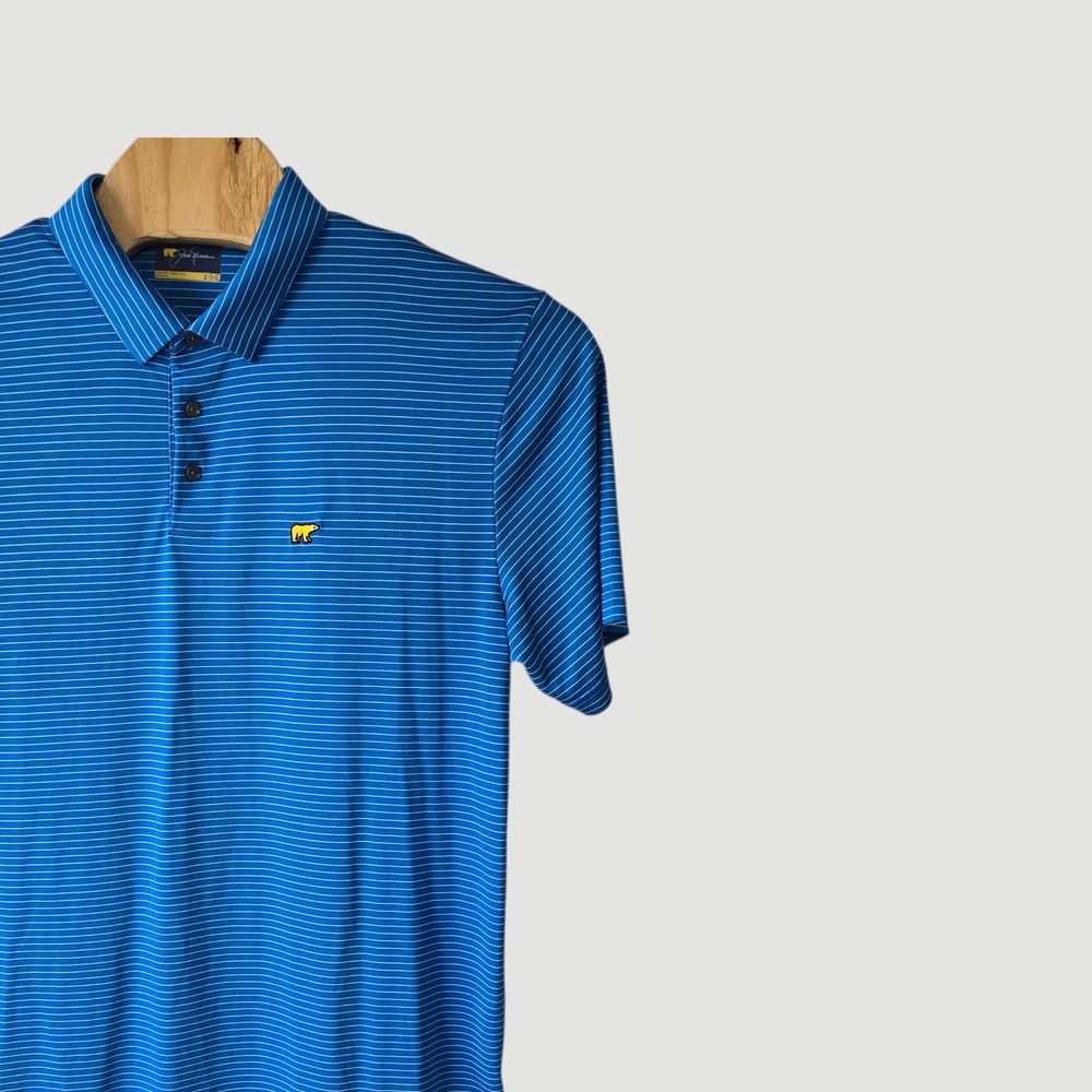 Jack Nicklaus Mens Polo Shirt‎ Blue White Stripe Golf Performance XL TG EG